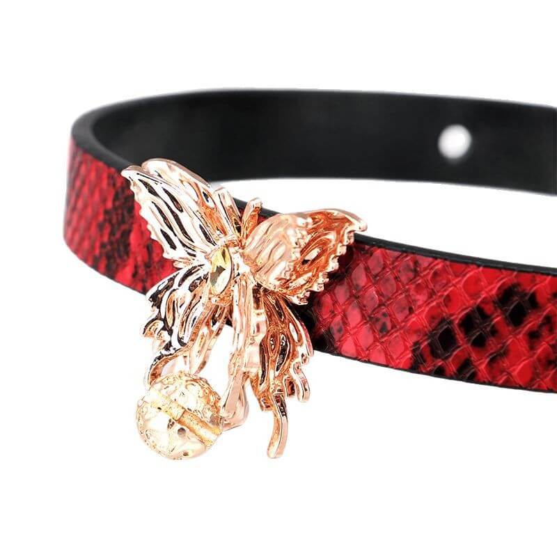 Snakeskin-effect butterfly choker