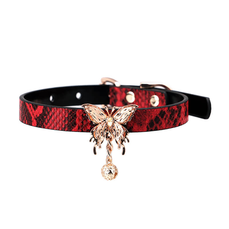Snakeskin-effect butterfly choker
