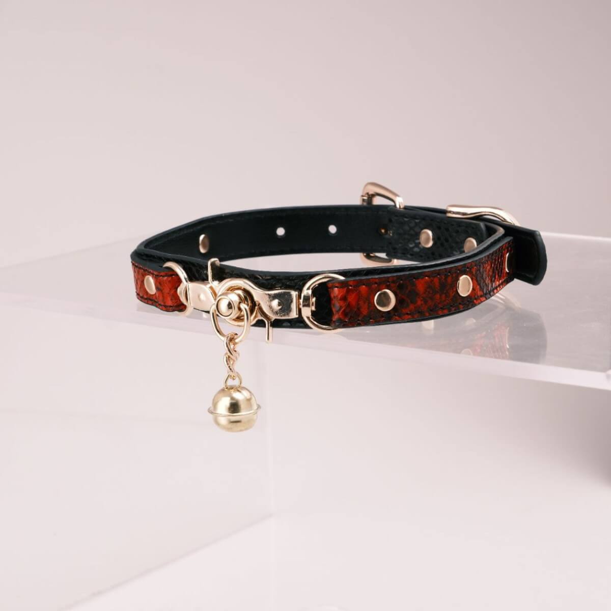 Imitation snakeskin bell choker